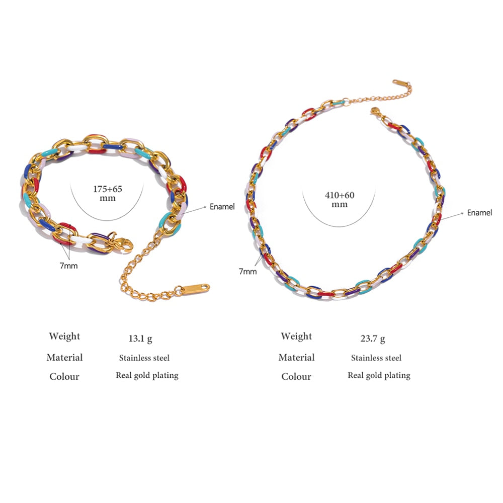 Rainbow Necklace Bracelet Set