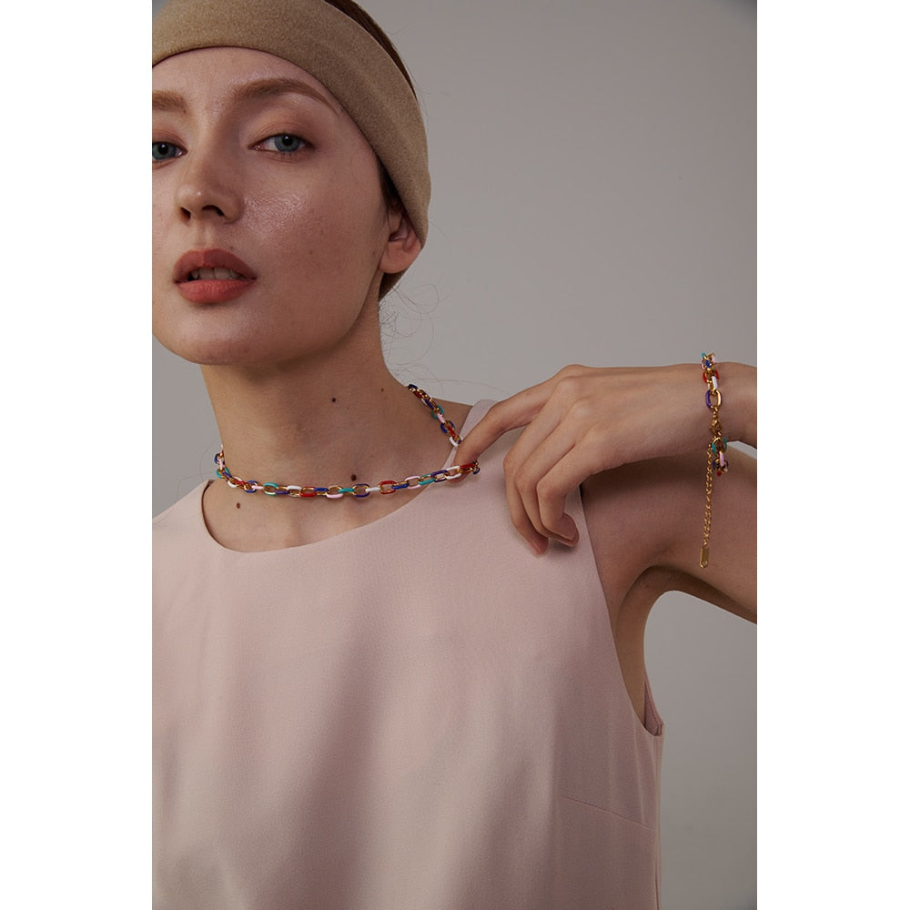 Rainbow Necklace Bracelet Set