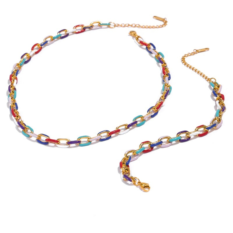 Rainbow Necklace Bracelet Set